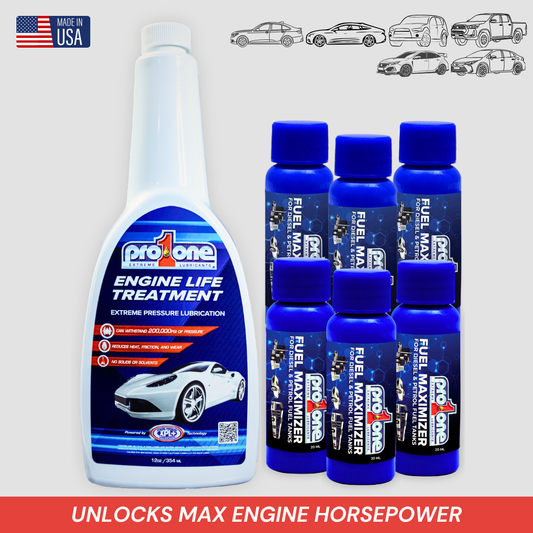 Golden Bundle New Engine - Engine Life Treatment 354 ML x Fuel Max - 20 ML Pack of 6