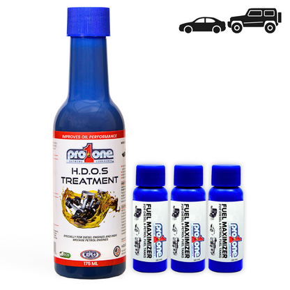 Jeeps & High Mileage Cars Golden Bundle - HDOS Treatment - 175 ML x Fuel Maximizer - 20 ML Pack of 3